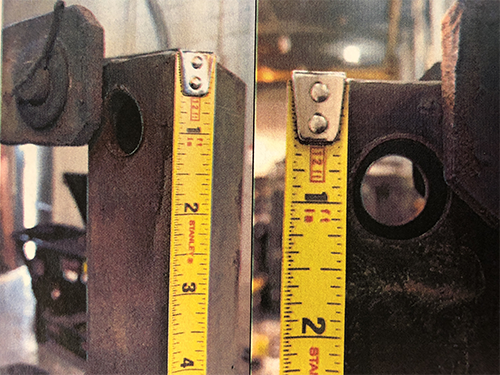 Enlarged/reamed hole caused by wear/fatigue